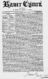 Baner ac Amserau Cymru Wednesday 21 April 1858 Page 1