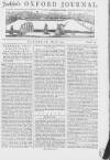 Oxford Journal Saturday 18 May 1754 Page 1