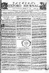 Oxford Journal Saturday 18 February 1758 Page 1