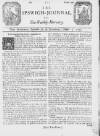 Ipswich Journal Sat 30 Sep 1727 Page 1