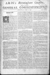Aris's Birmingham Gazette Mon 03 May 1742 Page 1