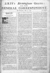 Aris's Birmingham Gazette Mon 10 May 1742 Page 1