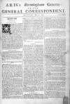 Aris's Birmingham Gazette Mon 31 May 1742 Page 1