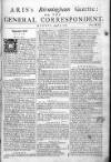 Aris's Birmingham Gazette Mon 09 Aug 1742 Page 1