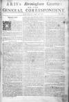 Aris's Birmingham Gazette Mon 16 Aug 1742 Page 1
