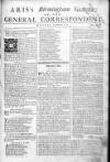 Aris's Birmingham Gazette Mon 06 Sep 1742 Page 1