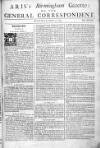 Aris's Birmingham Gazette Mon 11 Oct 1742 Page 1