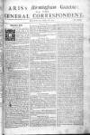 Aris's Birmingham Gazette Mon 18 Oct 1742 Page 1