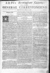 Aris's Birmingham Gazette Mon 25 Oct 1742 Page 1
