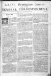 Aris's Birmingham Gazette Mon 29 Nov 1742 Page 1