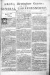 Aris's Birmingham Gazette Mon 20 Dec 1742 Page 1