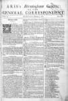 Aris's Birmingham Gazette Mon 07 Feb 1743 Page 1