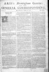 Aris's Birmingham Gazette Mon 14 Feb 1743 Page 1