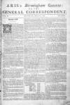Aris's Birmingham Gazette Mon 21 Feb 1743 Page 1