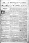 Aris's Birmingham Gazette Mon 14 Mar 1743 Page 1