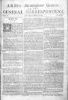 Aris's Birmingham Gazette Mon 28 Mar 1743 Page 1
