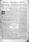 Aris's Birmingham Gazette Mon 25 Apr 1743 Page 1