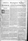 Aris's Birmingham Gazette Mon 02 May 1743 Page 1