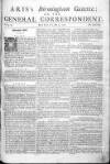 Aris's Birmingham Gazette Mon 09 May 1743 Page 1