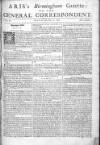 Aris's Birmingham Gazette Mon 30 May 1743 Page 1