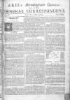 Aris's Birmingham Gazette Mon 13 Jun 1743 Page 1