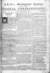 Aris's Birmingham Gazette Mon 27 Jun 1743 Page 1