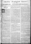 Aris's Birmingham Gazette Mon 22 Aug 1743 Page 1