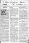 Aris's Birmingham Gazette Mon 13 Feb 1744 Page 1