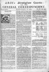 Aris's Birmingham Gazette Mon 30 Apr 1744 Page 1