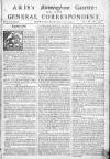 Aris's Birmingham Gazette Mon 17 Sep 1744 Page 1