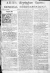 Aris's Birmingham Gazette Mon 15 Oct 1744 Page 1