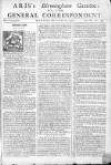 Aris's Birmingham Gazette Mon 19 Nov 1744 Page 1