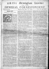 Aris's Birmingham Gazette Mon 27 May 1745 Page 1