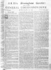 Aris's Birmingham Gazette Mon 26 May 1746 Page 1