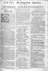 Aris's Birmingham Gazette Mon 13 Jul 1747 Page 1
