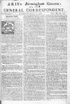 Aris's Birmingham Gazette Mon 11 Jan 1748 Page 1