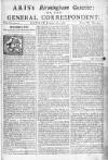 Aris's Birmingham Gazette Mon 18 Jan 1748 Page 1