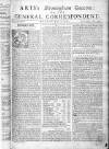 Aris's Birmingham Gazette Mon 11 Jul 1748 Page 1