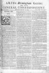 Aris's Birmingham Gazette Mon 08 May 1749 Page 1
