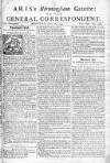 Aris's Birmingham Gazette Mon 26 Jun 1749 Page 1