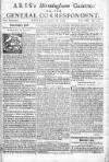 Aris's Birmingham Gazette Mon 28 Aug 1749 Page 1