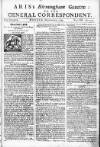 Aris's Birmingham Gazette Mon 25 Sep 1749 Page 1