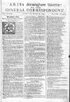 Aris's Birmingham Gazette Mon 16 Oct 1749 Page 1