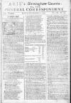 Aris's Birmingham Gazette Mon 11 Dec 1749 Page 1