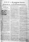 Aris's Birmingham Gazette Mon 28 May 1750 Page 1