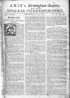 Aris's Birmingham Gazette Mon 04 Jun 1750 Page 1