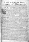 Aris's Birmingham Gazette Mon 25 Jun 1750 Page 1