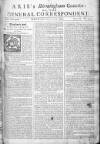 Aris's Birmingham Gazette Mon 13 Aug 1750 Page 1