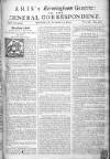 Aris's Birmingham Gazette Mon 10 Sep 1750 Page 1