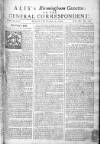 Aris's Birmingham Gazette Mon 15 Oct 1750 Page 1